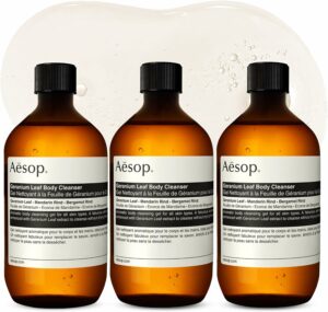 Aesop Geranium Leaf Body Cleanser Review – Balance Skin | 500 mL / 16.9 oz Recyclable Bottle (Pack of 3)