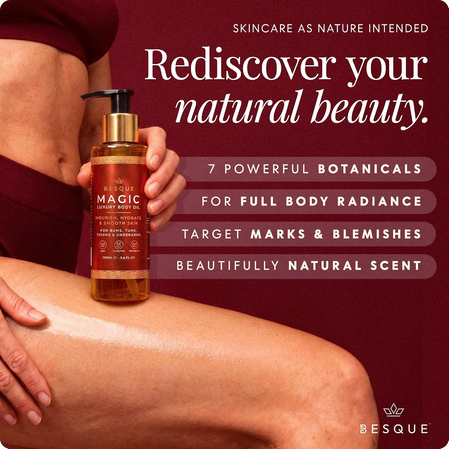 Besque Original Magic Body Oil: Hydrating Body Oils for Women 3.4 FL OZ Gallery Photo 3