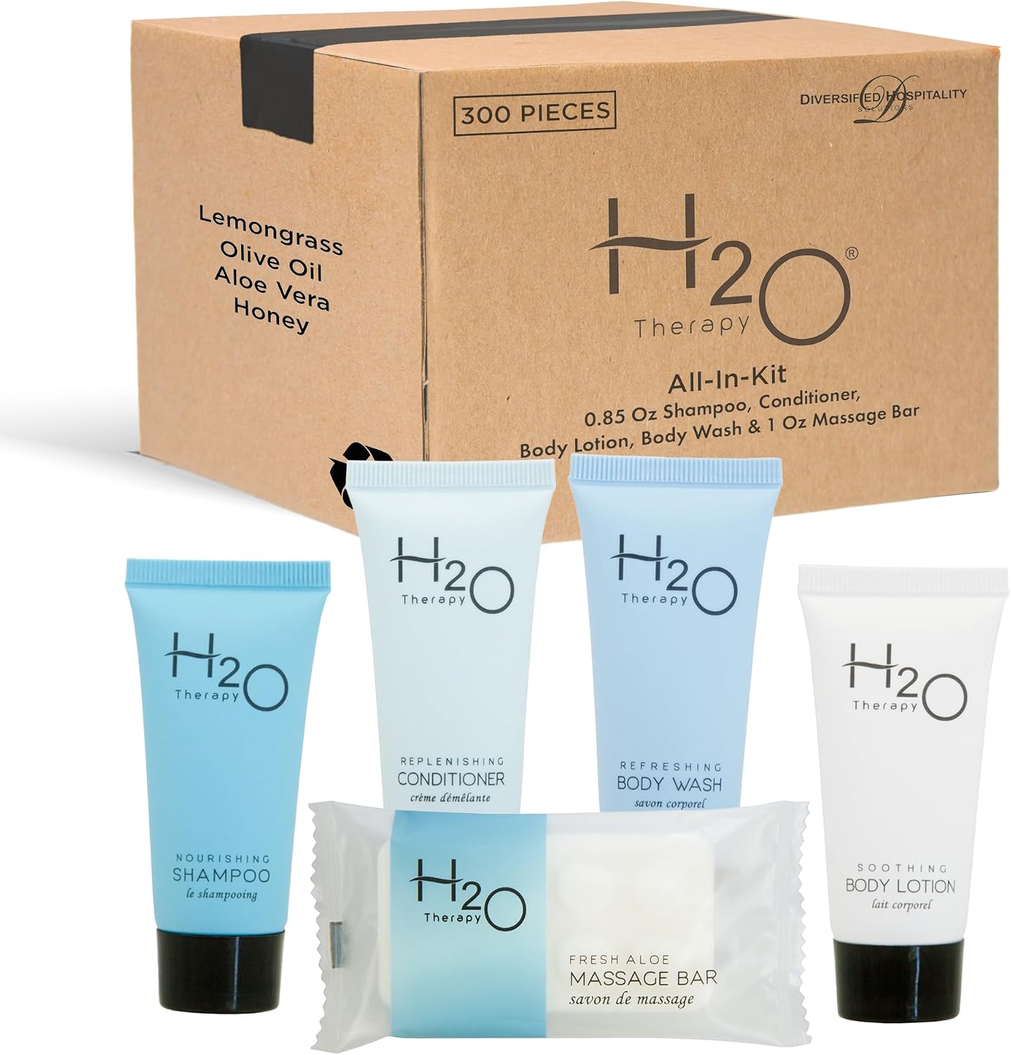 Terra Pure H2O Therapy Hotel Toiletries, Shampoo & Conditioner Amenity Set, 300Piece - Featured Product Photo