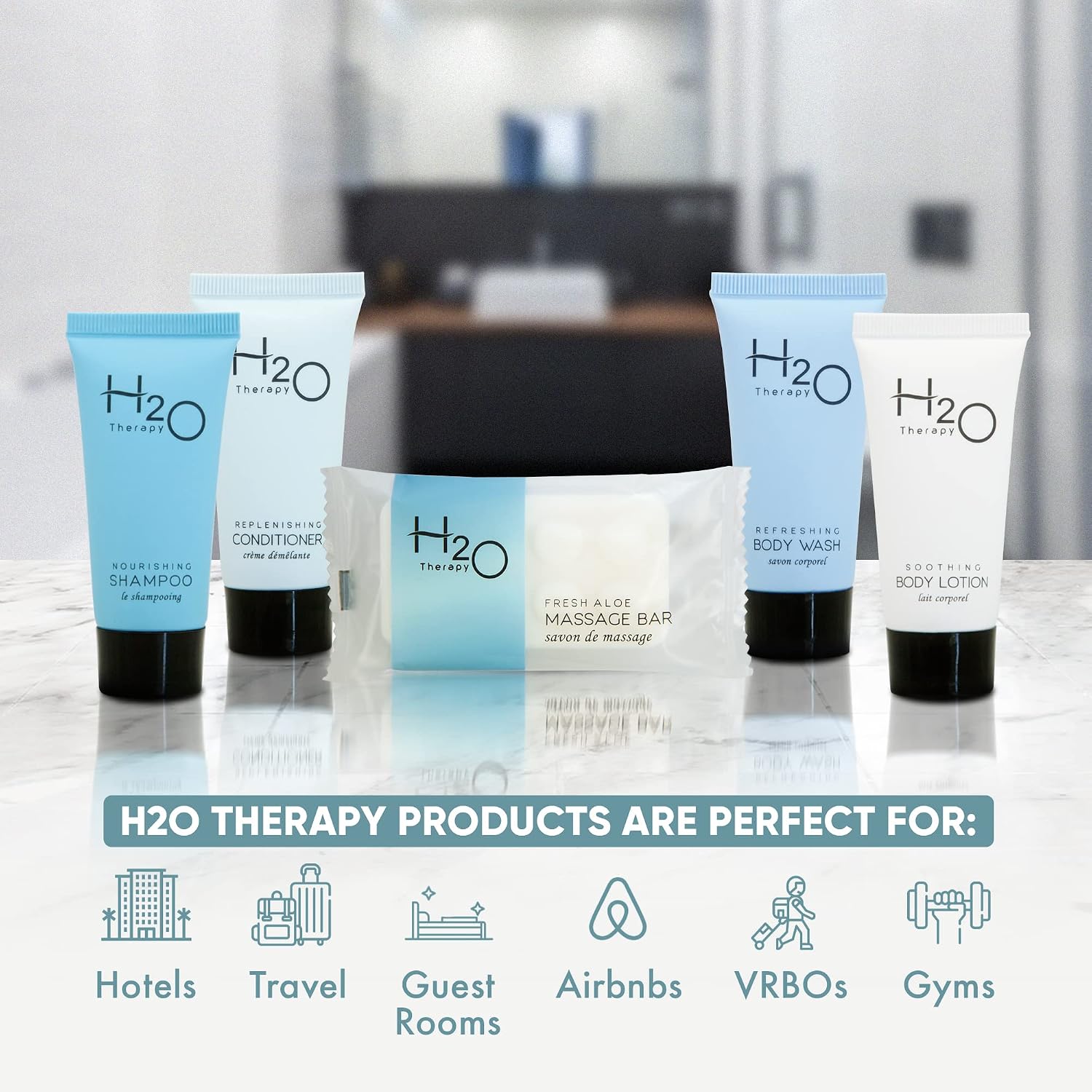 Terra Pure H2O Therapy Hotel Toiletries, Shampoo & Conditioner Amenity Set, 300Piece Gallery Photo 2