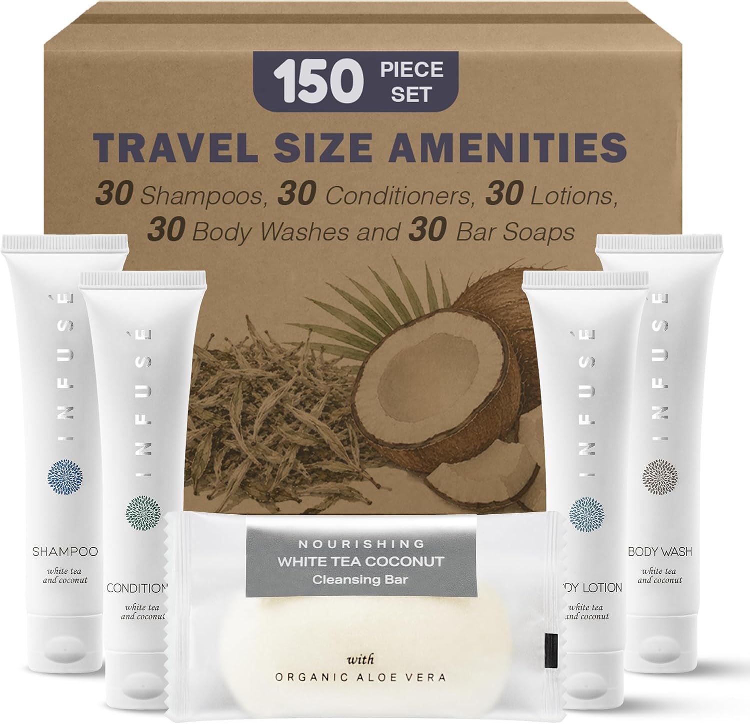 Terra Pure INFUSÉ Hotel Toiletries, Shampoo & Conditioner Amenity Set, 150Piece Gallery Photo 1
