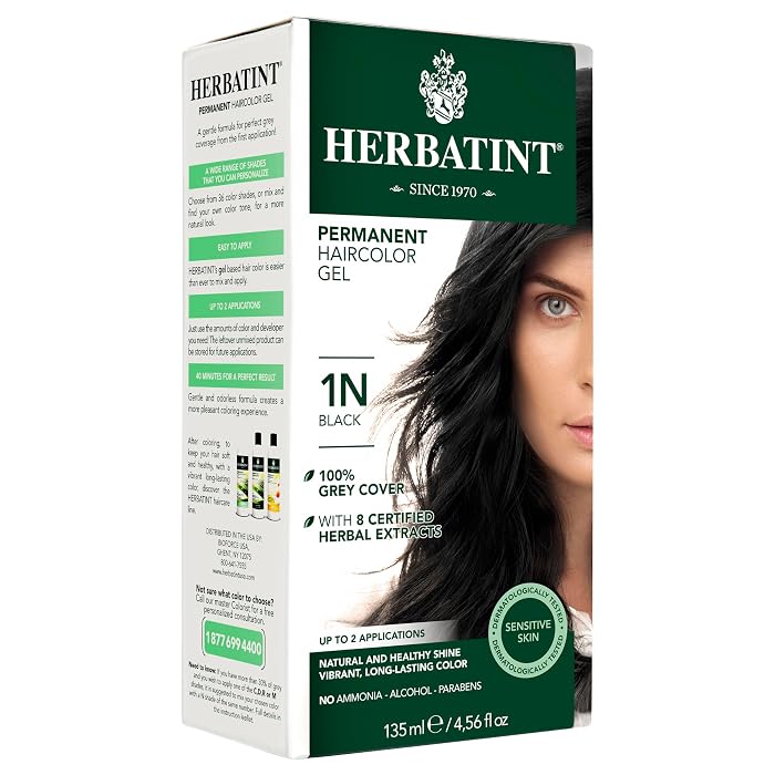 Herbatint Permanent Hair Color Gel 1N Black (ammonia-free)
