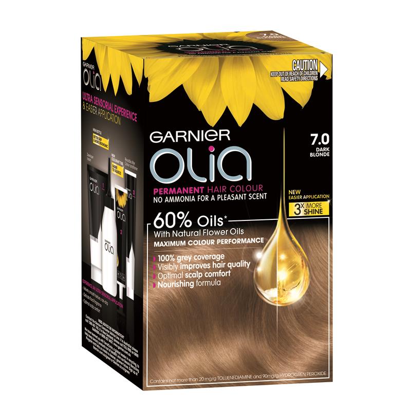 Garnier Olia Oil-Powered Ammonia-Free Permanent Hair Color 7.0 Dark Blonde (2-pack)