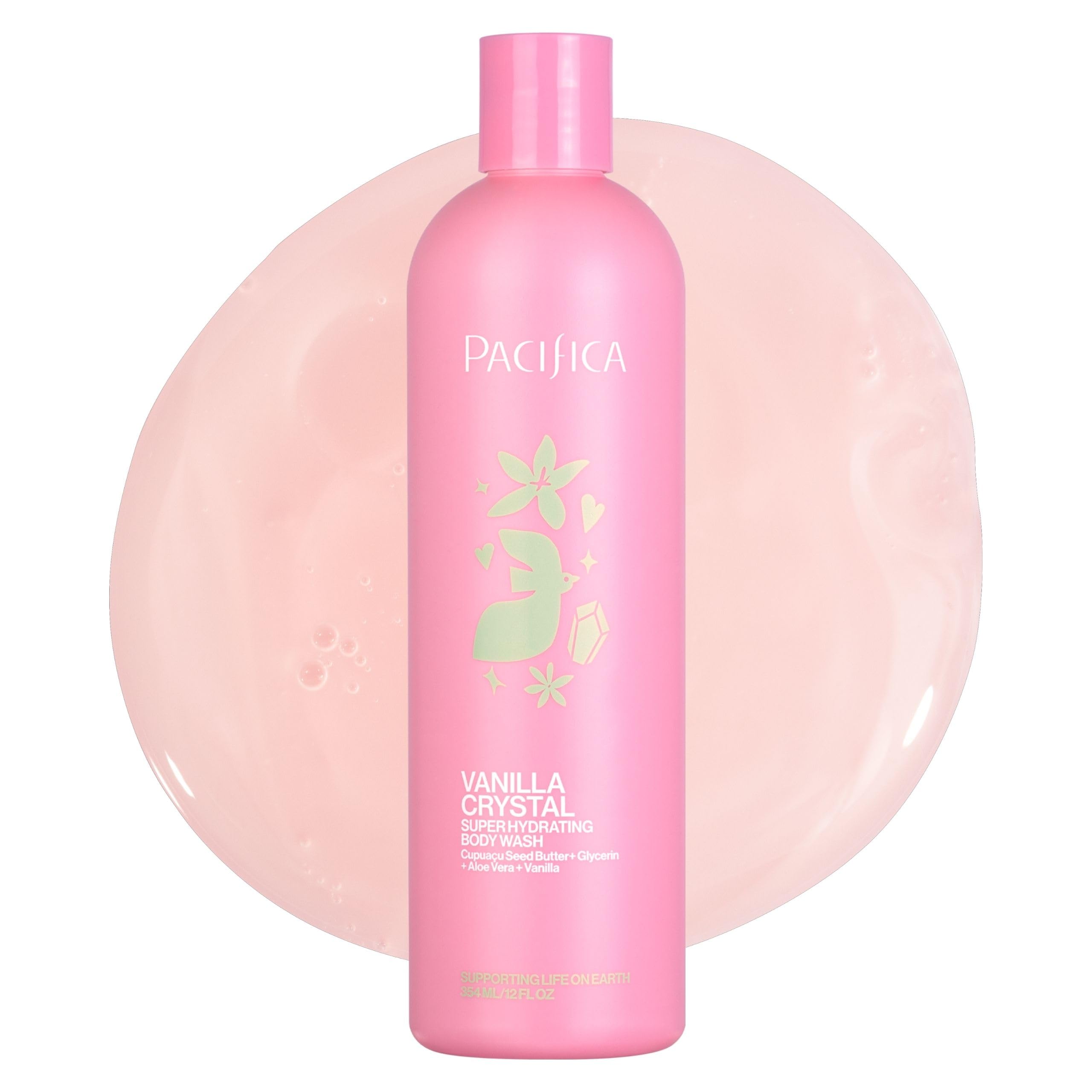 Pacifica Body Wash - Vanilla Crystal Super Hydrating Body Wash - Bath & Shower Gel - Clean Beauty, Vegan & Cruelty-Free Dermatologist Tested, 12 Fl Oz (Pack of 12) - Featured Product Photo